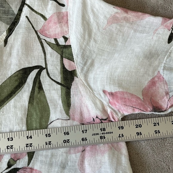 Lungo L’arno Revolve Made in Italy 100% Linen Floral MIDI Short Sleeve Dress M - Picture 12 of 14